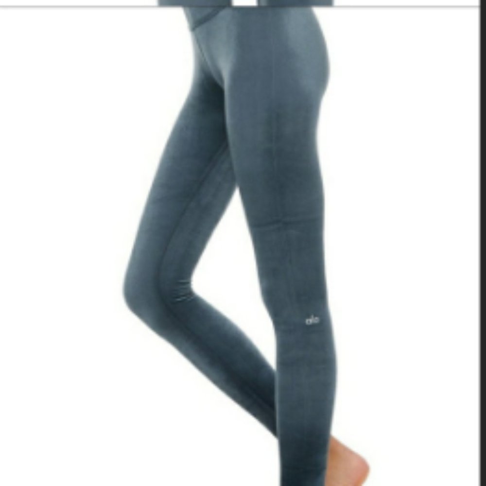 ALO YOGA Blue Velvet Velour Leggings